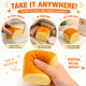 Stress relief bread toy with text on a white background
