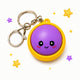 Keychain with a purple ball character on a white background with stars