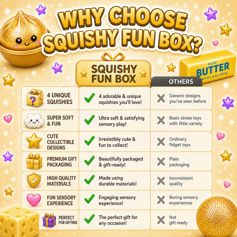 Comparison chart highlighting why choose Squishy Fun Box over other options.