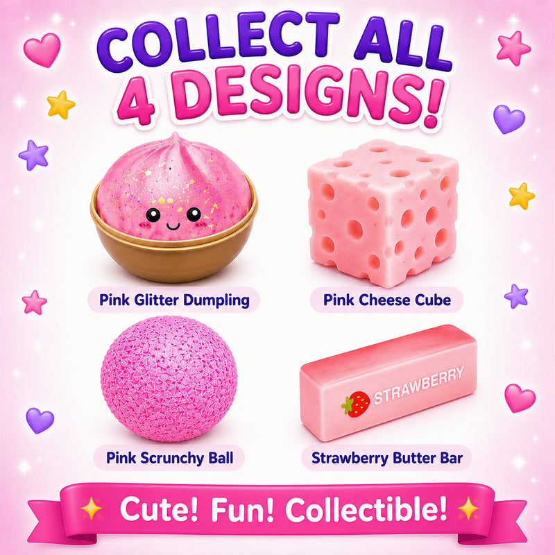 Promotional image of pink-themed collectible items with text encouraging collection.
