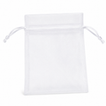 White drawstring pouch on a white background
