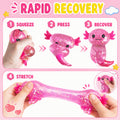 Pink squishy toy with instructions on a pink background