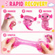 Pink squishy toy with instructions on a pink background