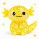 Yellow plush toy with a smiling face on a white background