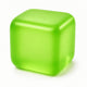 Green cube on a white background