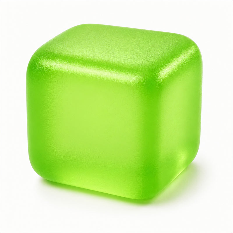 Green cube on a white background