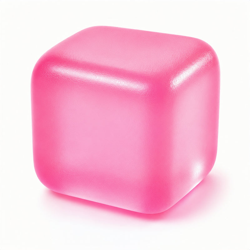 Pink cube on a white background